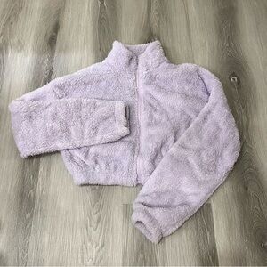 SHEIN Lilac Cropped Fuzzy Jacket